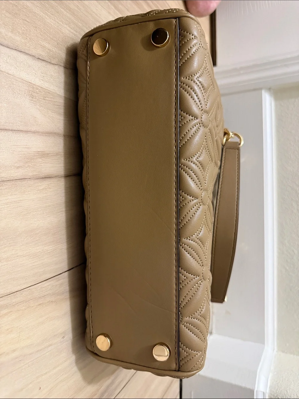 Michael Kors Quilted Taupe Blaire Tote with Gold Chain Straps